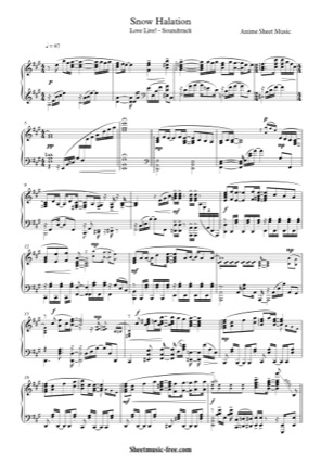 Thumbnail of first page of Snow Halation piano sheet music PDF by Love Live.