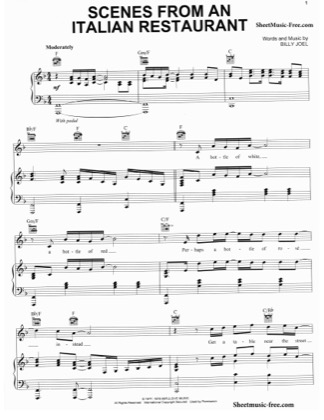 Thumbnail of first page of Scenes From An Italian Restaurant piano sheet music PDF by Billy Joel.