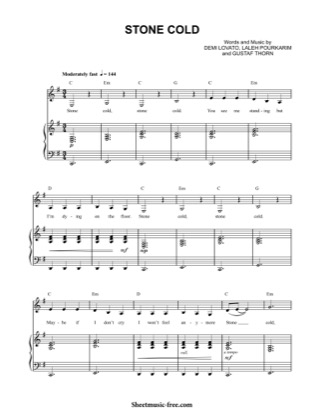 Thumbnail of first page of Stone Cold  piano sheet music PDF by Demi Lovato.