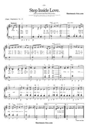 Thumbnail of first page of Step Inside Love piano sheet music PDF by The Beatles.