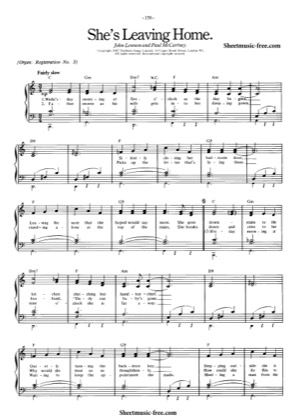 Thumbnail of first page of She's Leaving Home piano sheet music PDF by The Beatles.