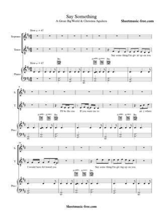 Thumbnail of first page of Say Something piano sheet music PDF by A Great Big World.