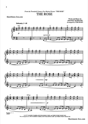 Thumbnail of first page of The Rose piano sheet music PDF by Amanda McBroom.