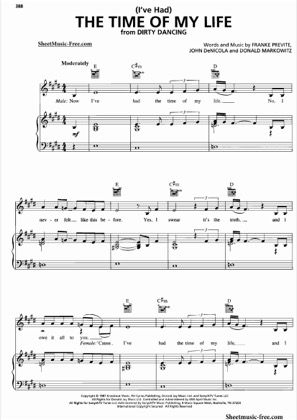 Thumbnail of first page of The Time Of My Life piano sheet music PDF by Dirty Dancing.
