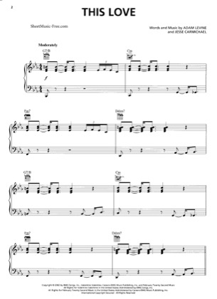 Thumbnail of first page of This Love piano sheet music PDF by Maroon 5.