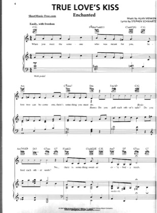 Thumbnail of first page of True Love's Kiss piano sheet music PDF by Enchanted.