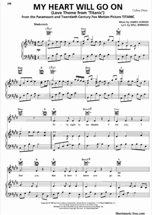 the titanic theme song sheet music