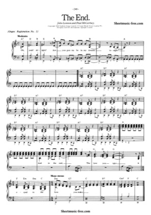 Thumbnail of first page of The End piano sheet music PDF by The Beatles.