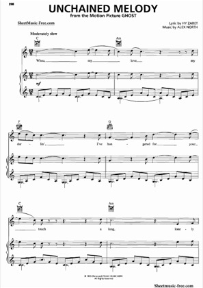 Thumbnail of first page of Unchained Melody piano sheet music PDF by Ghost.