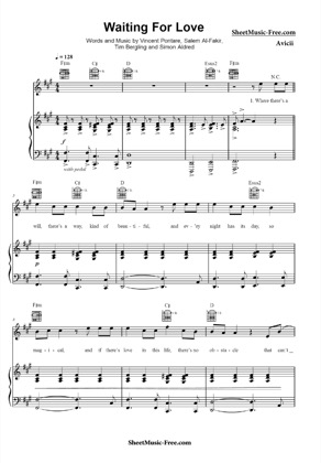 Thumbnail of first page of Waiting For Love  piano sheet music PDF by Avicii.