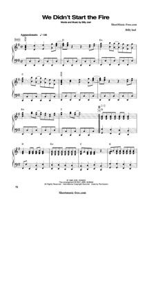 Thumbnail of first page of We Didn't Start The Fire piano sheet music PDF by Billy Joel.