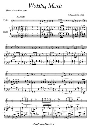 Thumbnail of first page of Wedding March piano sheet music PDF by R. Wagner.