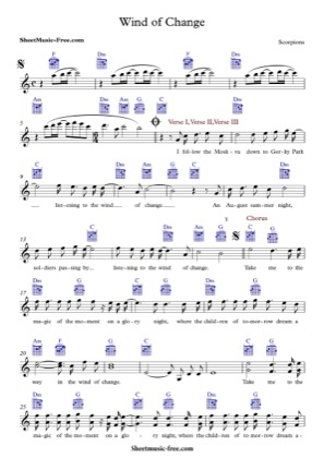 Thumbnail of first page of Wind Of Change piano sheet music PDF by Scorpions.