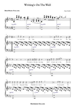 Thumbnail of first page of Writings On The Wall  piano sheet music PDF by Sam Smith.