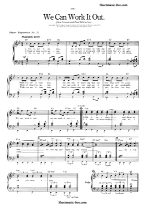 Thumbnail of first page of We Can Work It Out piano sheet music PDF by The Beatles.