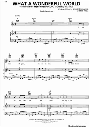 What A Wonderful World Louis Armstrong Free Piano Sheet Music Pdf