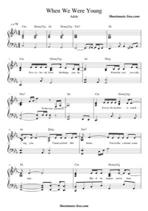 Thumbnail of first page of When We Were Young piano sheet music PDF by Adele.