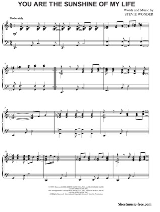 Thumbnail of first page of You Are The Sunshine Of My Life piano sheet music PDF by Stevie Wonder.