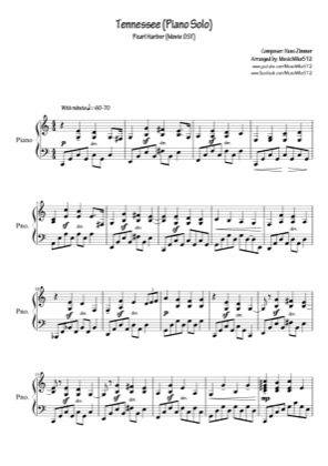 Thumbnail of first page of Tennesse piano sheet music PDF by Pearl Harbor.