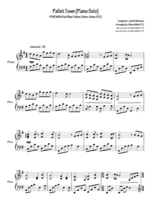Thumbnail of first page of Pallet Town piano sheet music PDF by Pokemon.