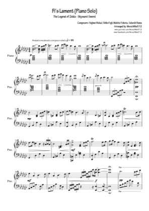Thumbnail of first page of Fi’s Lament piano sheet music PDF by The Legend of Zelda: Skyward Sword.