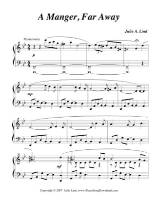 Thumbnail of first page of A Manger, Far Away piano sheet music PDF by Christmas.