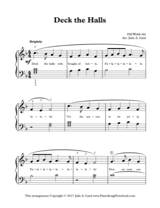 Thumbnail of first page of Deck the Halls (Kids Lvl 2) piano sheet music PDF by Christmas.