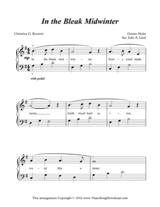 Thumbnail of first page of In the Bleak Midwinter piano sheet music PDF by Christmas.