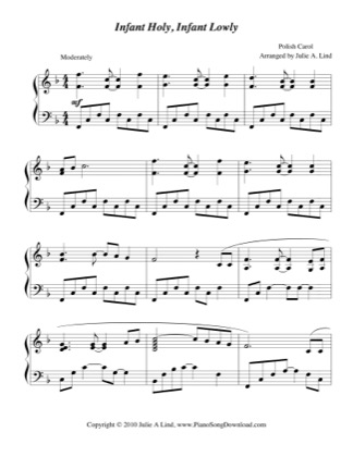 Thumbnail of first page of Infant Holy, Infant Lowly piano sheet music PDF by Christmas.