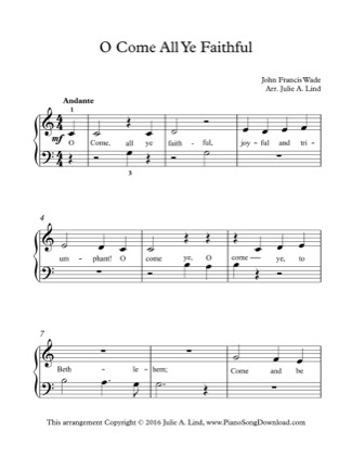 Thumbnail of first page of O Come, All Ye Faithful (Kids) piano sheet music PDF by Christmas.