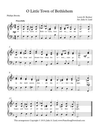 Thumbnail of first page of O Little Town of Bethlehem (2) piano sheet music PDF by Christmas.