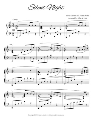 Thumbnail of first page of Silent Night (5) piano sheet music PDF by Christmas.