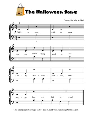 Thumbnail of first page of The Halloween Song piano sheet music PDF by Kids.