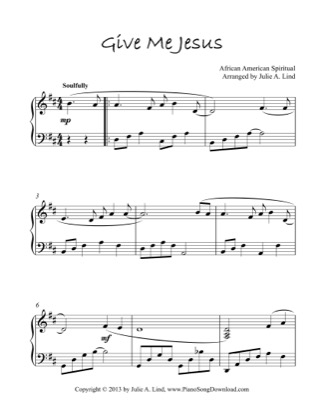Thumbnail of first page of Give Me Jesus piano sheet music PDF by African American Spiritual.