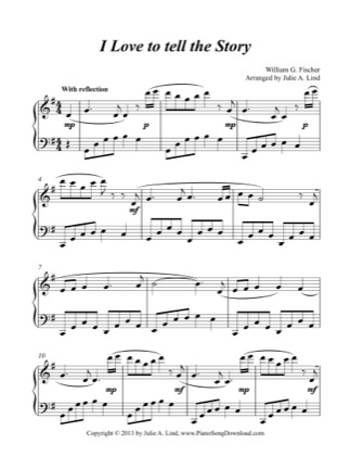 Thumbnail of first page of I Love to Tell the Story piano sheet music PDF by William G. Fischer.
