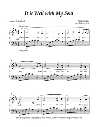 Thumbnail of first page of It is Well with My Soul piano sheet music PDF by Philip Liss.