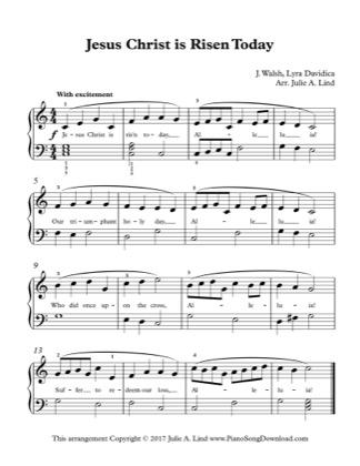 Thumbnail of first page of Jesus Christ is Risen Today piano sheet music PDF by Kids (Lvl 2-3).