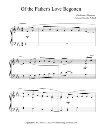 Thumbnail of first page of Of the Father’s Love Begotten piano sheet music PDF by Christmas.