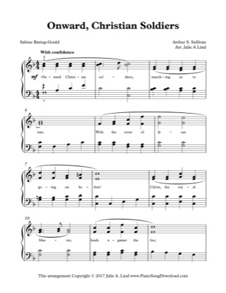 Thumbnail of first page of Onward, Christian Soldiers piano sheet music PDF by Arthur Sullivan.
