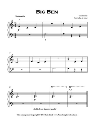Thumbnail of first page of Big Ben piano sheet music PDF by Kids (Lvl 1).