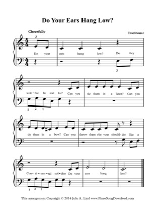 Thumbnail of first page of Do Your Ears Hang Low? piano sheet music PDF by Kids (Lvl 2).