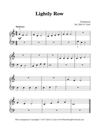 Thumbnail of first page of Lightly Row piano sheet music PDF by Kids (Lvl 1).