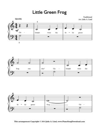 Thumbnail of first page of Little Green Frog piano sheet music PDF by Kids (Lvl 1).