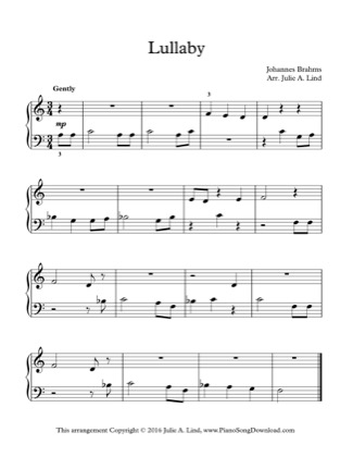 Thumbnail of first page of Lullaby piano sheet music PDF by Kids (Lvl 1).