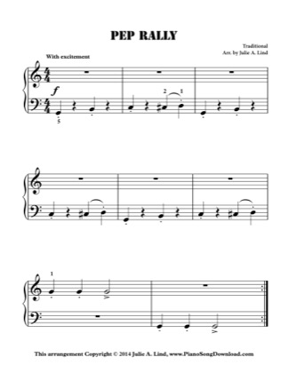 Thumbnail of first page of Pep Rally piano sheet music PDF by Kids (Lvl 1).