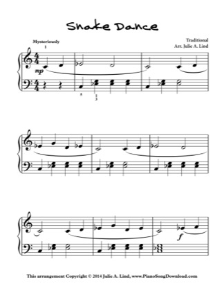 Thumbnail of first page of Snake Dance piano sheet music PDF by Kids (Lvl 2).