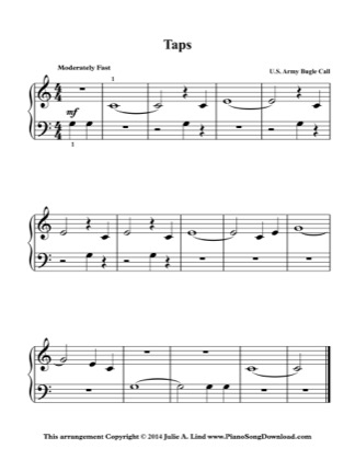 Thumbnail of first page of Taps piano sheet music PDF by Kids (Lvl 1).