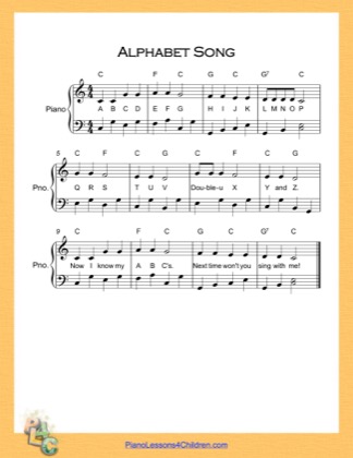 Thumbnail of first page of Alphabet Song  (C Major) piano sheet music PDF by English Alphabet.