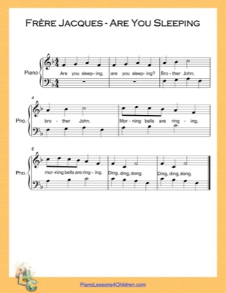 Thumbnail of first page of Frere Jacques Are You Sleeping Easy  (F Major) piano sheet music PDF by Nursery Rhyme.