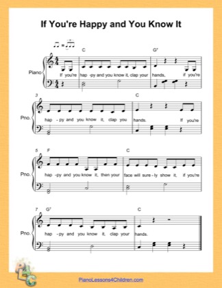 Thumbnail of first page of If You Are Happy and You Know It  (C Major) piano sheet music PDF by Nursery Rhyme.
